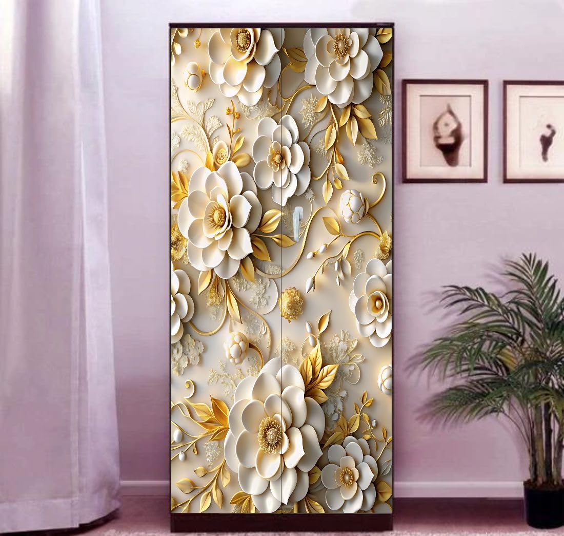 Wallpaper – Self-Adhesive Almirah Wallpaper Stickers | Vinyl Wardrobe & Door Stickers for Home Décor | Almirah Makeover | (NeemGoli Almira) (78 Hcight x 36 Length inches)(Design-DP11018)