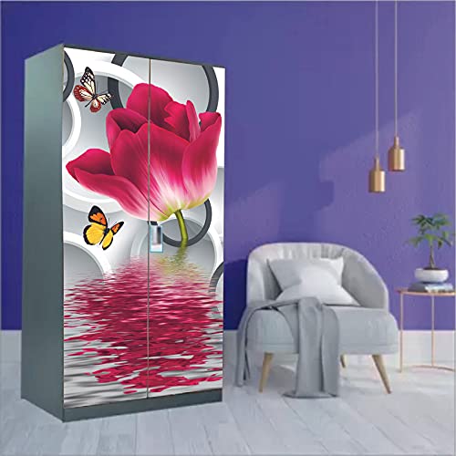 WallDaddy – Self-Adhesive Almirah Wallpaper Stickers | Vinyl Wardrobe & Door Stickers for Home Décor | Almirah Makeover | (NeemGoli Almira) (78 Hcight x 36 Length inches)(Design-DP11001)