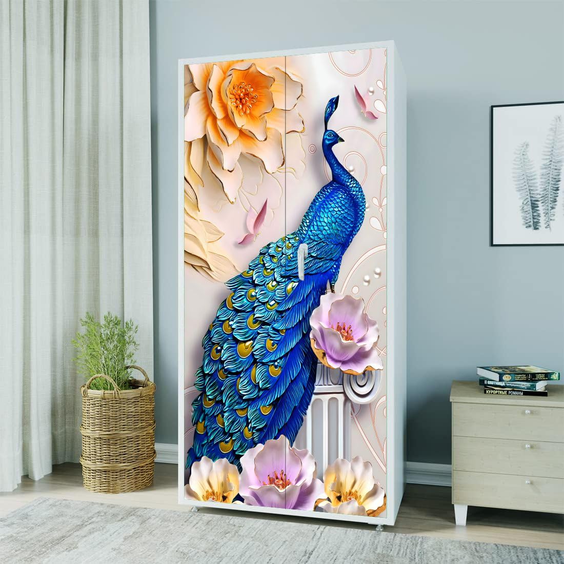 Wallpaper – Self-Adhesive Almirah Wallpaper Stickers | Vinyl Wardrobe & Door Stickers for Home Décor | Almirah Makeover | (NeemGoli Almira) (78 Hcight x 36 Length inches)(Design-DP11017)