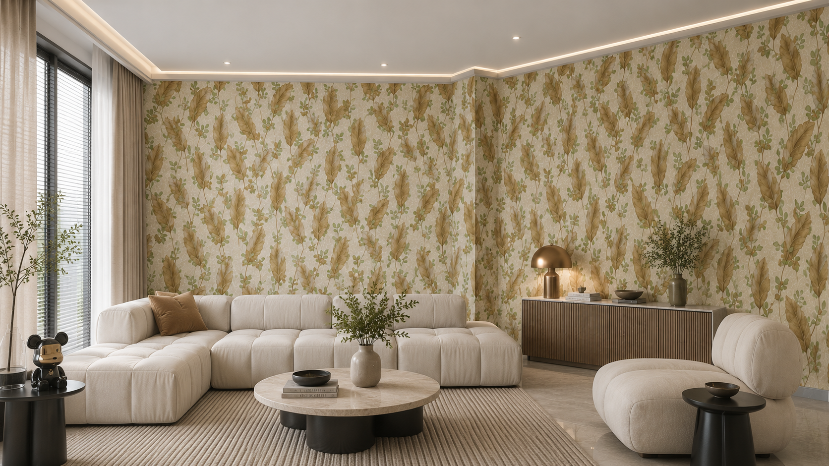 Wallpaper for Living Room & Bedroom Modern PVC Waterproof Wallpaper Roll Luxury Wall Decor  for Home Wallpaper (53cm x 950cm) or (0.53m x 9.5m)(Design – F89013)